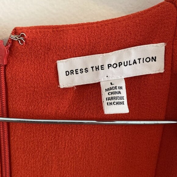 Dress the Population Monroe Side Slit Gown  Poppy Orange Size Large - Picture 3 of 10